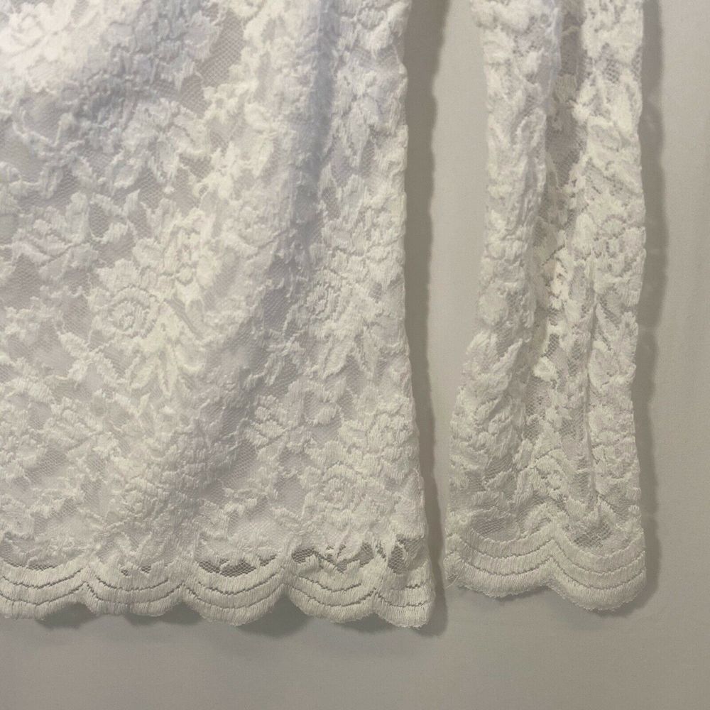 Ambiance White Lace Choker Long Sleeve Top - Picture 4 of 8